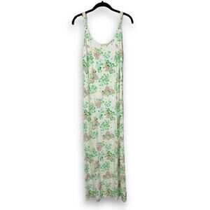 Bernadette Floral Maxi Dress Womens Small White Green Pink Sleeveless